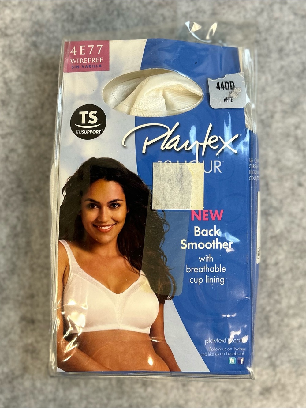 New Playtex Women’s 18 Hour back Smoother White Wirefree Bra 44DD